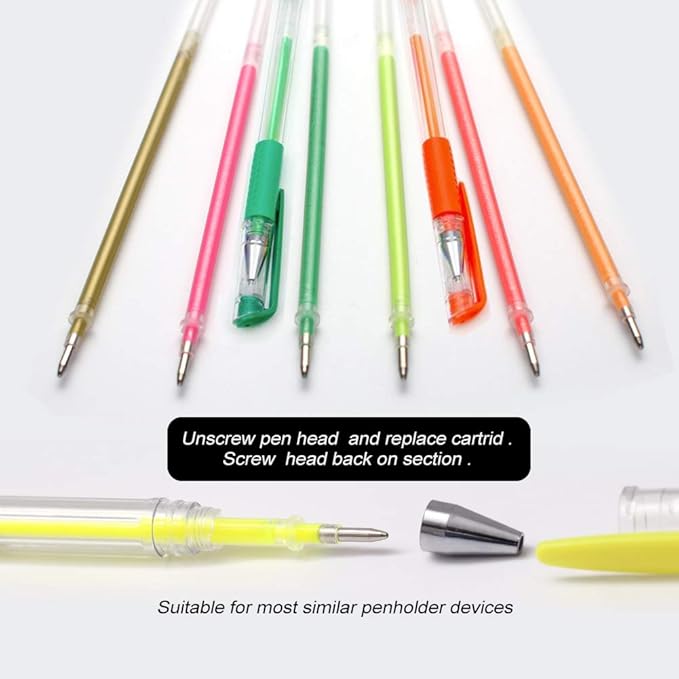 ZSCM 200 Colors Gel Pen Ink Refills, Glitter Neon Gel Ink Pens Refills Replace - Image 2