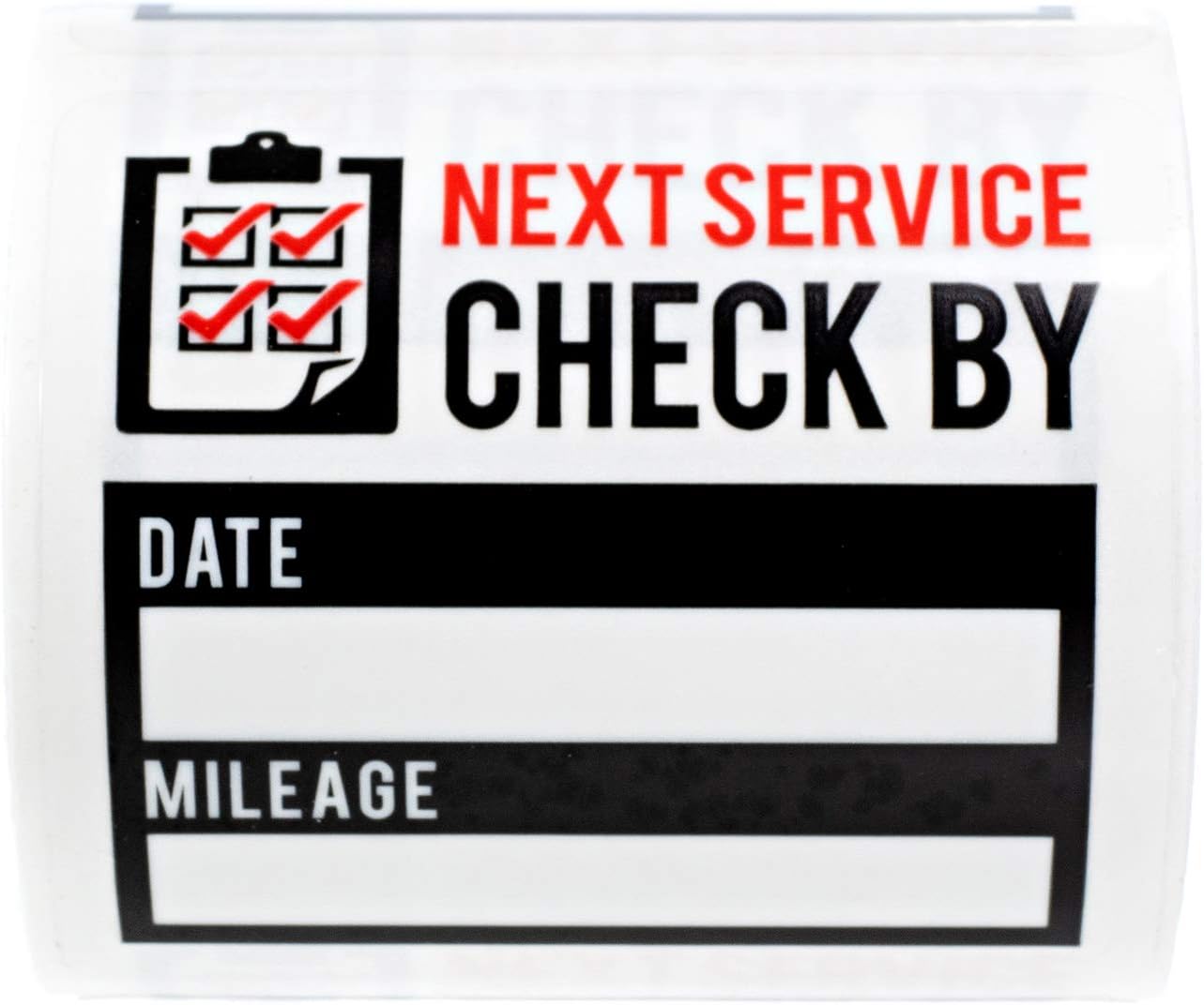 Oil Change Reminder Stickers - 100 Black, Red, Clear Next Service Check by Removable Labels - 2" x 2" Square Automotive Due Window Sticker