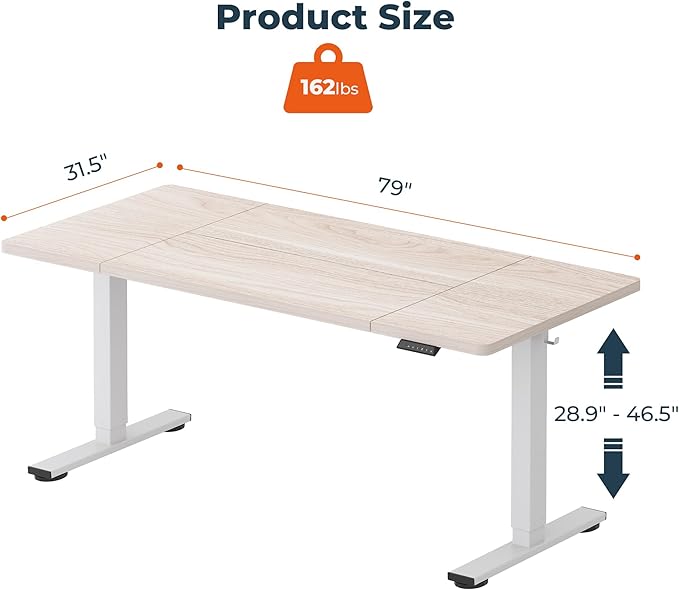 FitStand Standing Desk, Large 79x31 Inches Height Adjustable Stand Up Desks - Image 3