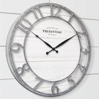 Presentime & Co 21" Farmhouse Series Wall Clock, Shiplap Style, Raised 3D - Image 5