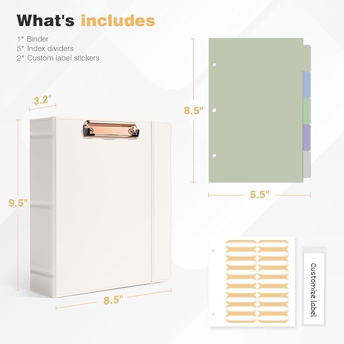 Ospelelf Mini Binder 3 Ring 2 Inch, Professional Clipboard Dividers - Image 3