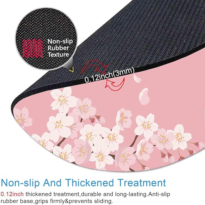 IMAYONDIA Cute Pink Mouse Pad, Floral Flowers Mouse Pad, Sakura Cherry Blossom - Image 3
