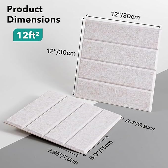 Lunarthos Felt Wall Tiles, 12 Pack 12"x12"x0.4" Cork Borad Tiles - Image 2