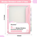 5 Tabs Dividers for 3 Ring Binder, 5 Pastel Binder Dividers with Pocket for US Letter Size, Binder Dividers with Tabs (XY024) (12)