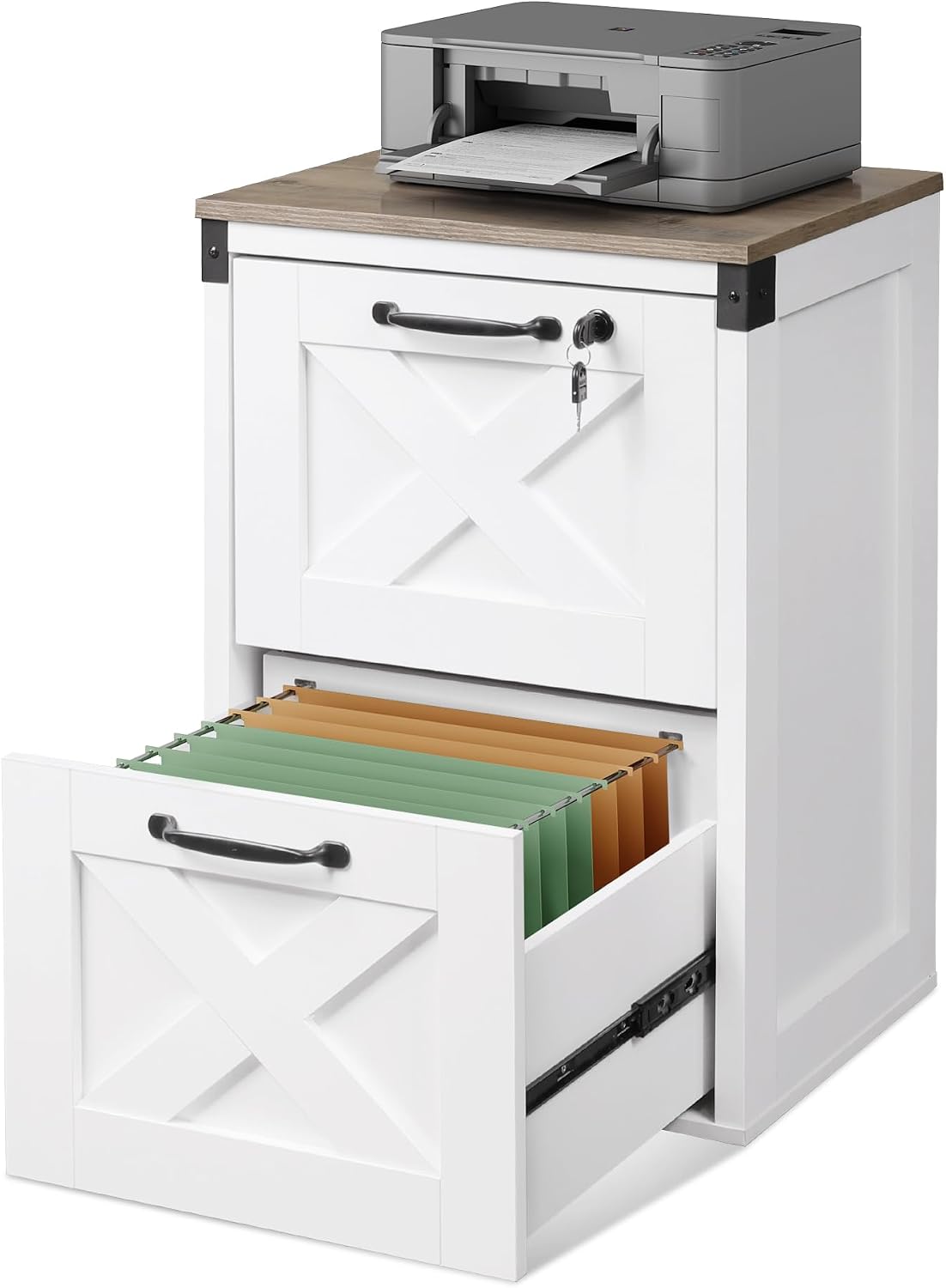 devaise 2-drawer file cabinet with lock, wood office, main product view