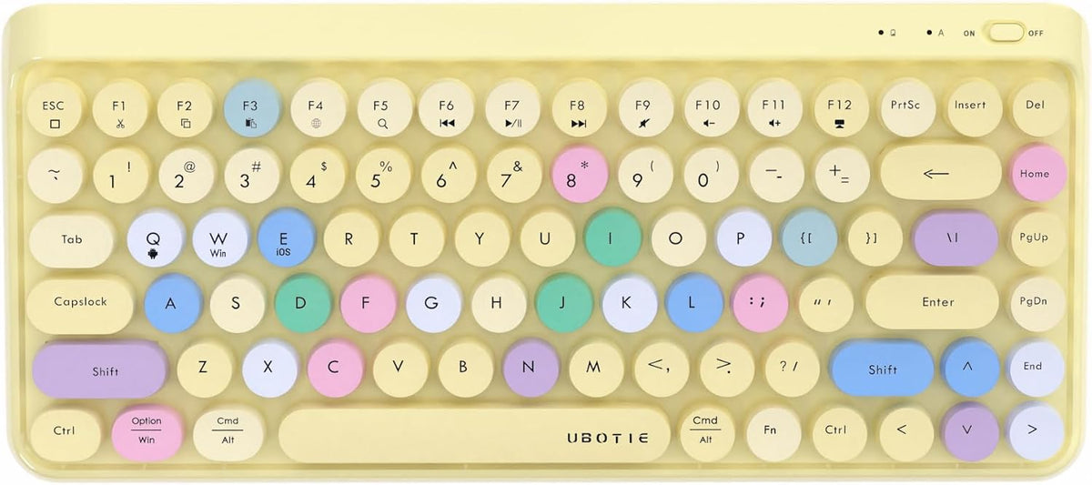 UBOTIE Portable Bluetooth Colorful Keyboards (Yellow-Colorful)