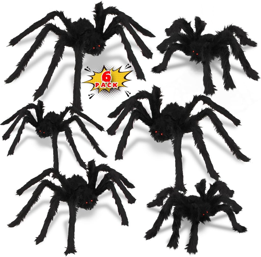 Halloween Spider Decorations Outdoor Indoor: 6 Pcs Giant Halloween Spiders