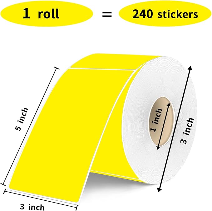 3×5 Inch Yellow Removable Thermal Labels, Waterproof Thermal Label, 240 Sheets - Image 3