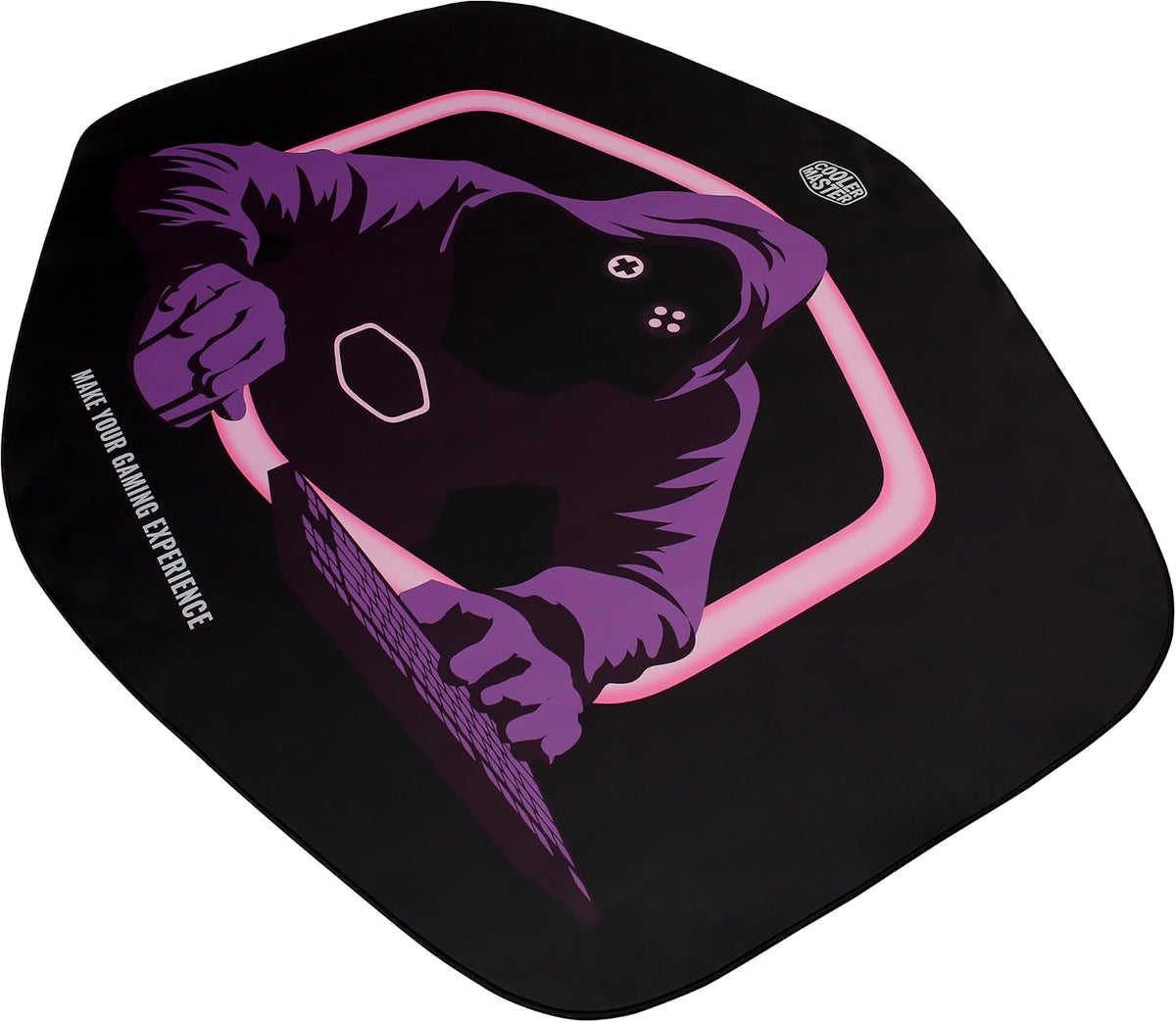 Cooler Master Gaming Chair Mat, 55” X 43” Computer Chair Mat Protector for Hardwood Floor, Gaming Room & Office, Hexagon Carpet, Splash-Proof Surface, Anti-Fray Stitching, Rubber Base-Halo