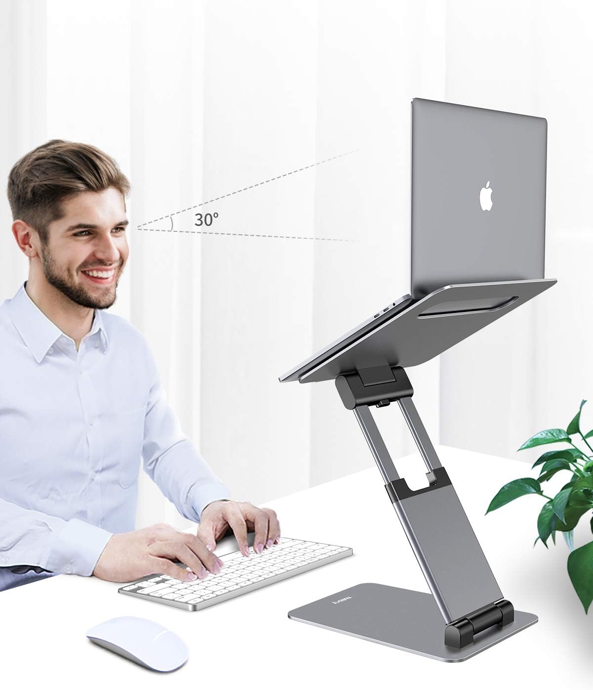 Nulaxy Pull-Out Height Adjustable Laptop Stand for Desk, 22 LB Support