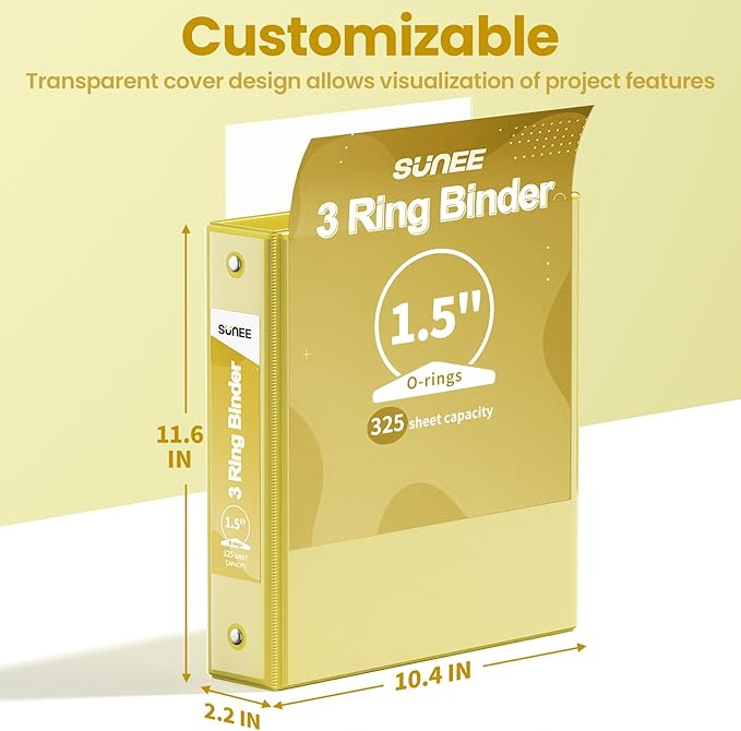 SUNEE 3 Ring Binder 1.5 Inch 1 Pack - Image 7