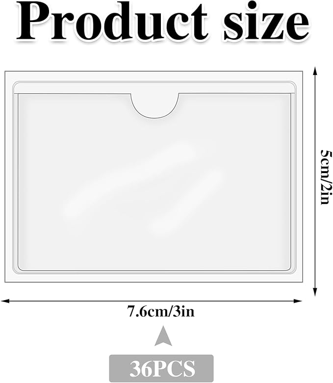 36 Pack 2" x 3" Index Card Holder Adhesive Plastic Label Holders Clear Tote Bag - Image 2