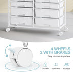 Rolling Storage Cart with 12 Drawers, Wooden Tabletop Utility Cart - Image 4