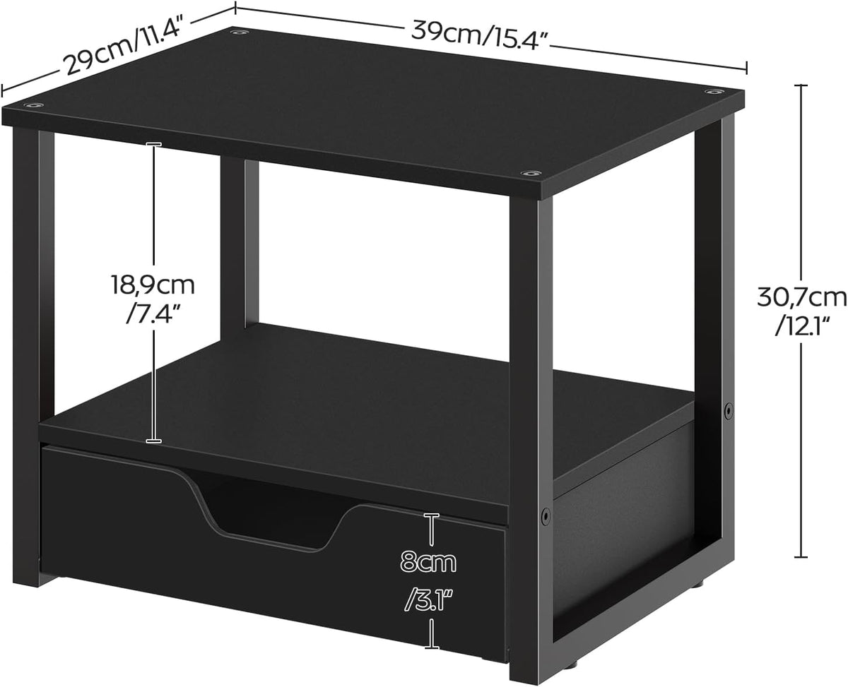 YATINEY Desktop Printer Stand, 2-Tier Printer Table with Non-Woven Drawer, Mu...