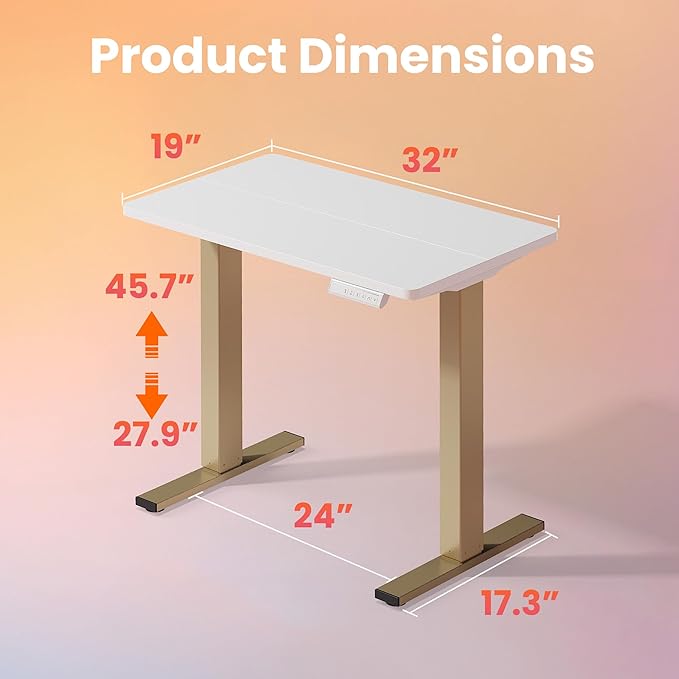 HUANUO 32" Small Electric Standing Desk Adjustable Height, 4 Memory Height - Image 3