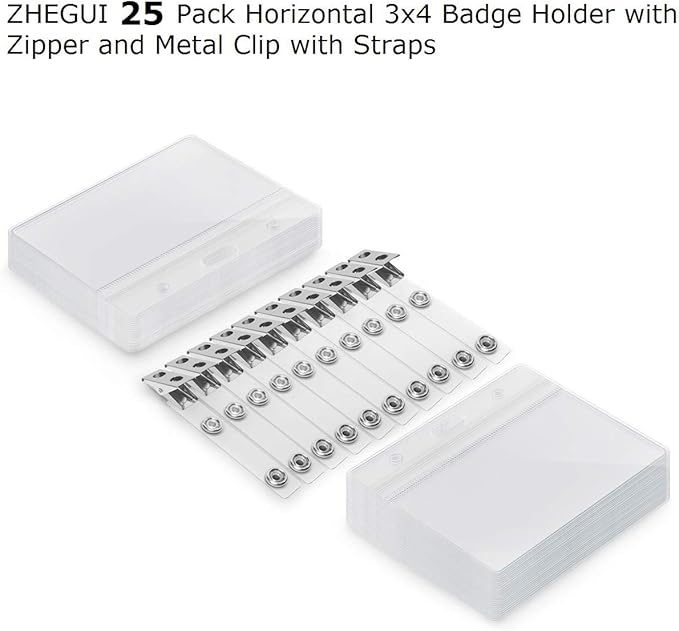 ZHEGUI Clear Plastic Horizontal Name Tag Holders and Metal Badge Clips - Image 2
