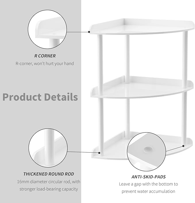 Sezanrpt 3 Tier Acrylic Corner Shelf Organizer Storage 9.5x9.5x15.7 Inch - Image 5