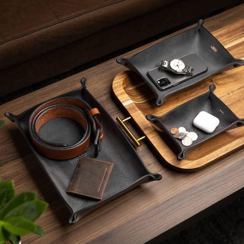 Main Street Forge Leather Valet Tray for Men – Rustic EDC Organizer for Keys,...