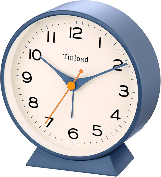 Tinload 4.5" Battery Operated Retro Analog Alarm Clock, Small Silent Bedside - Image 7