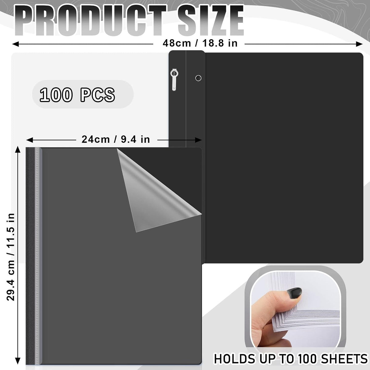 teling 100 pcs clear front report covers with shown in use