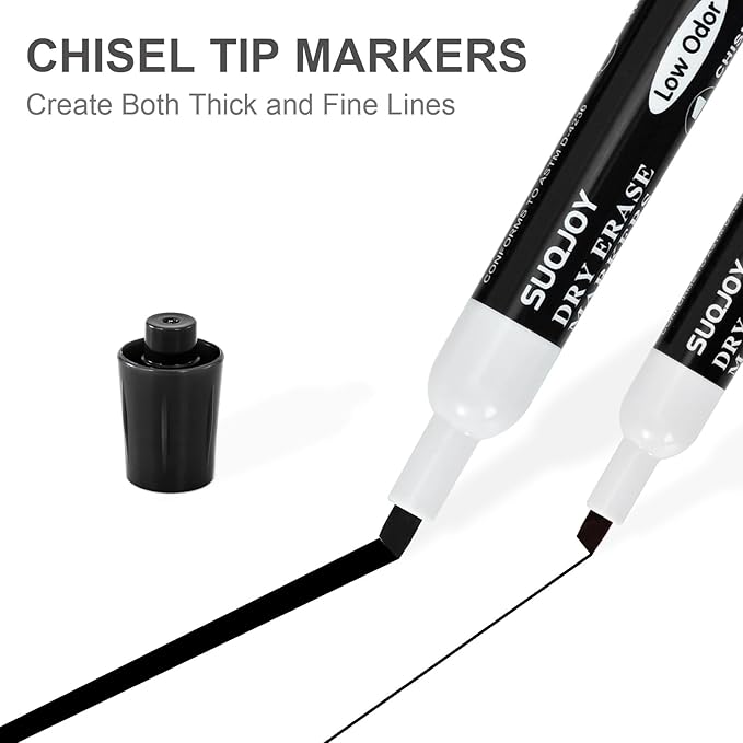 SUQJOY Dry Erase Markers, Chisel Tip Whiteboard Marker, Low Odor Thick Dry - Image 2