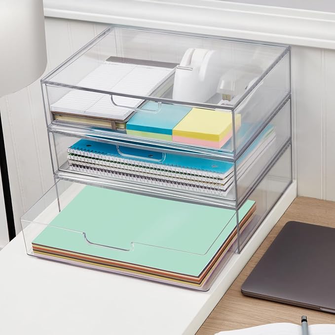 STORi STAX Plastic Stackable Organizer Drawer in Clear | 12.5-inches Wide | - Image 6