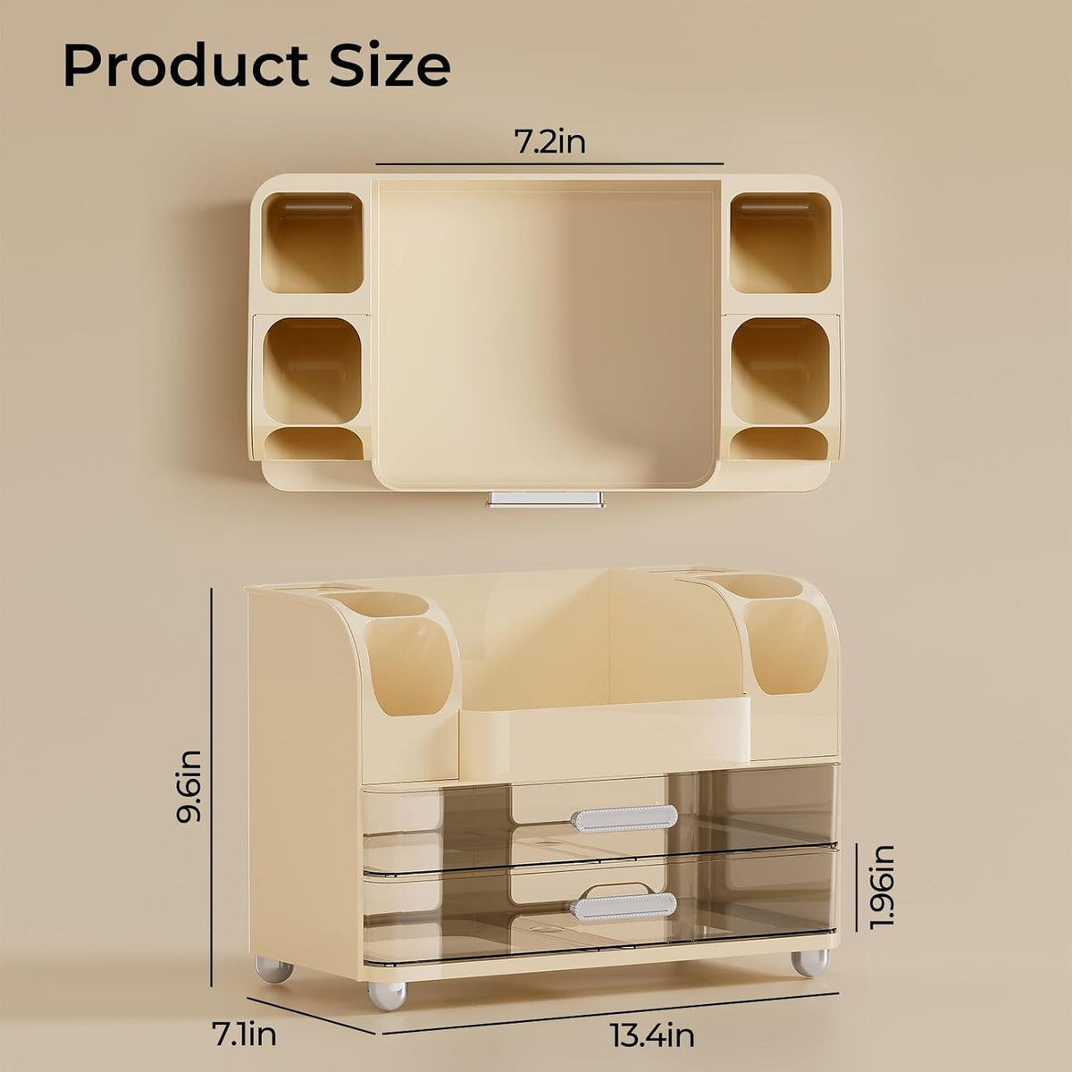 UFORU Makeup Organizer Countertop with 2 Large Drawers for Vanity Bathroom