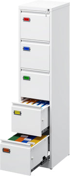 PEUKC 5-Drawer File Cabinet, 16.3" Deep Vertical Metal Filing Cabinet by PEUKC