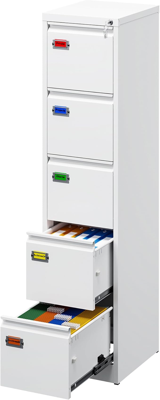 PEUKC 5-Drawer File Cabinet, 16.3" Deep Vertical Metal Filing Cabinet by PEUKC