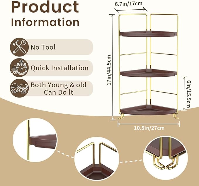 JANUS LiANG 3-Tier Corner Bathroom Organizer Countertop - Image 2