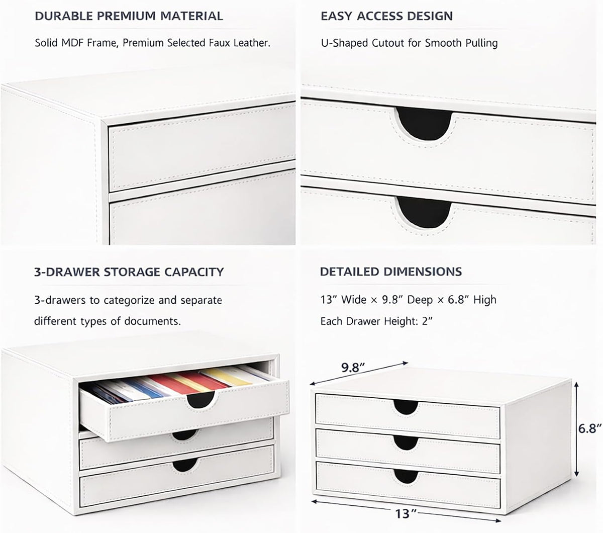 UnionBasic Document Organizer, 3-Drawer File Cabinet Document Storage Box, Of...