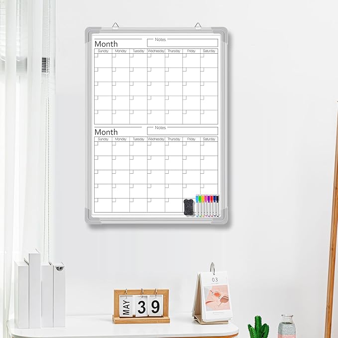 Lincia 24" x 18" Magnetic Vertical 2 Month Dry Erase Calendar - Image 3