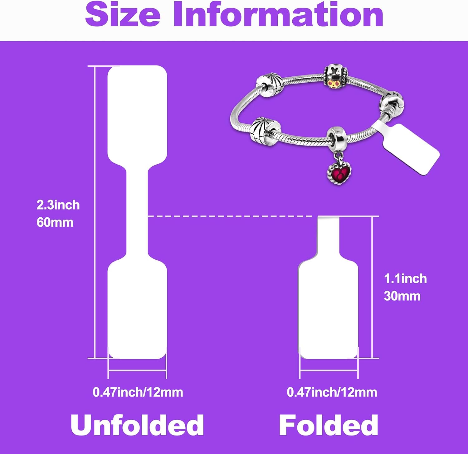 500Pcs Jewelry Price Tags Stickers Roll for Necklace Ring Display Labels, Rectangular Self Adhesive Indentification Tags, AveneMark Pricemarker Labels Accessories Display Paper (500Pcs Price Tag)