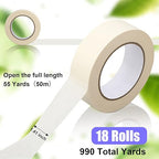 Fainne 18 Rolls Masking Tape Bulk 1.41 Inch Beige Wide Thin White Color - Image 2