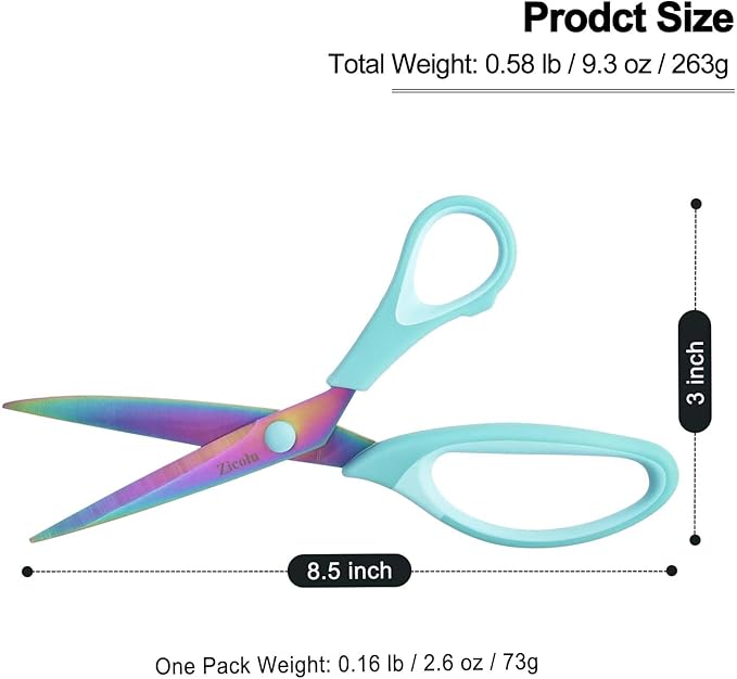 Zicolu 8.5" Scissors All Purpose, Titanium Coating Sharp Blade, Soft - Image 4