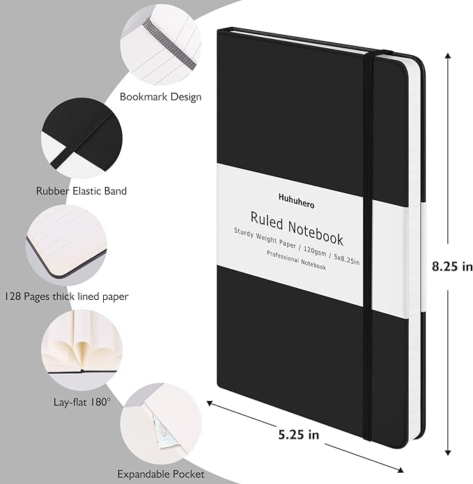 Huhuhero Lined Notebook Journal, 120Gsm Thick Paper College Ruled Journal - Image 2