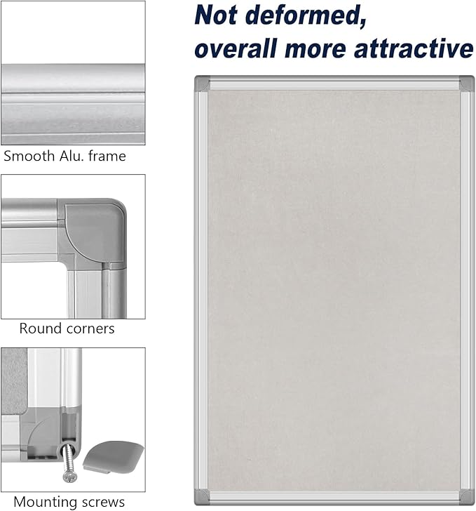 36x24-Inch Gray Felt Bulletin Board - Image 3