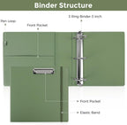 SKYDUE 3 Ring Binder 3 Inch D Ringr with Clipboard, PU Heavy Duty Clipboard Binder with Notepad & 5 Dividers with 5 Pockets, Labels, Clipboard Folder Great for School Office