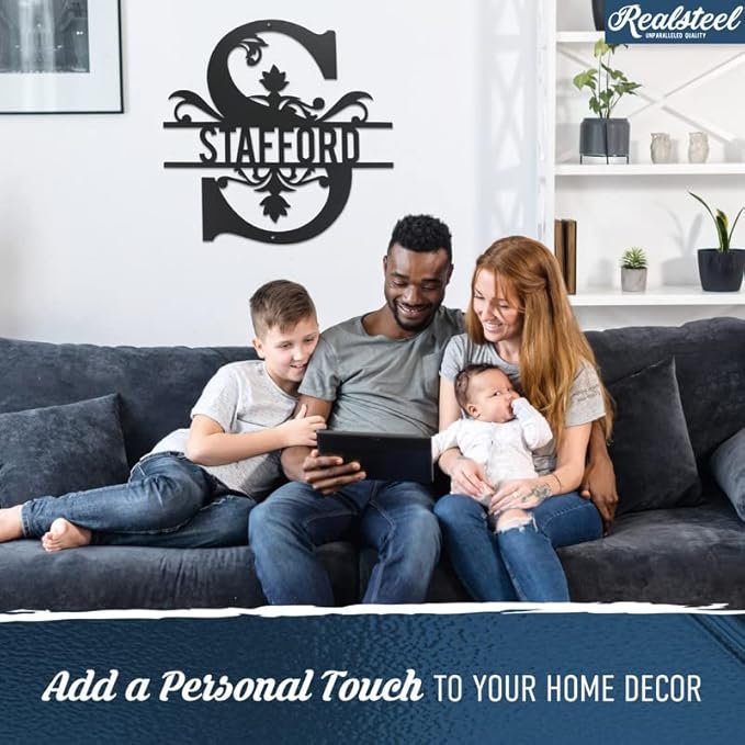 RealSteel Metal Split Letter Monogram – Personalized Last Name Sign - Image 2