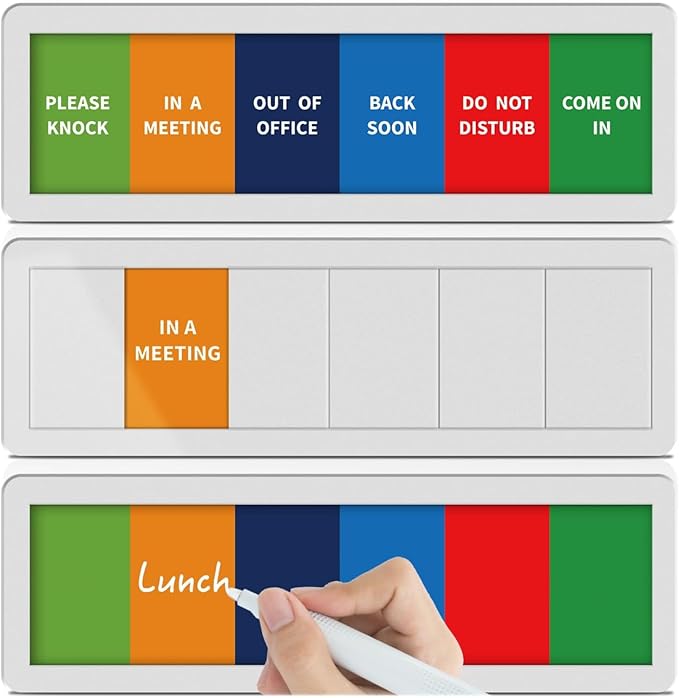 Office Door Signs with 6 Printed Status Options – Do Not Disturb, Out of Office by EliteSign