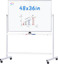 maxtek Rolling Whiteboard, 48x36 Large Magnetic White Board by Maxtek