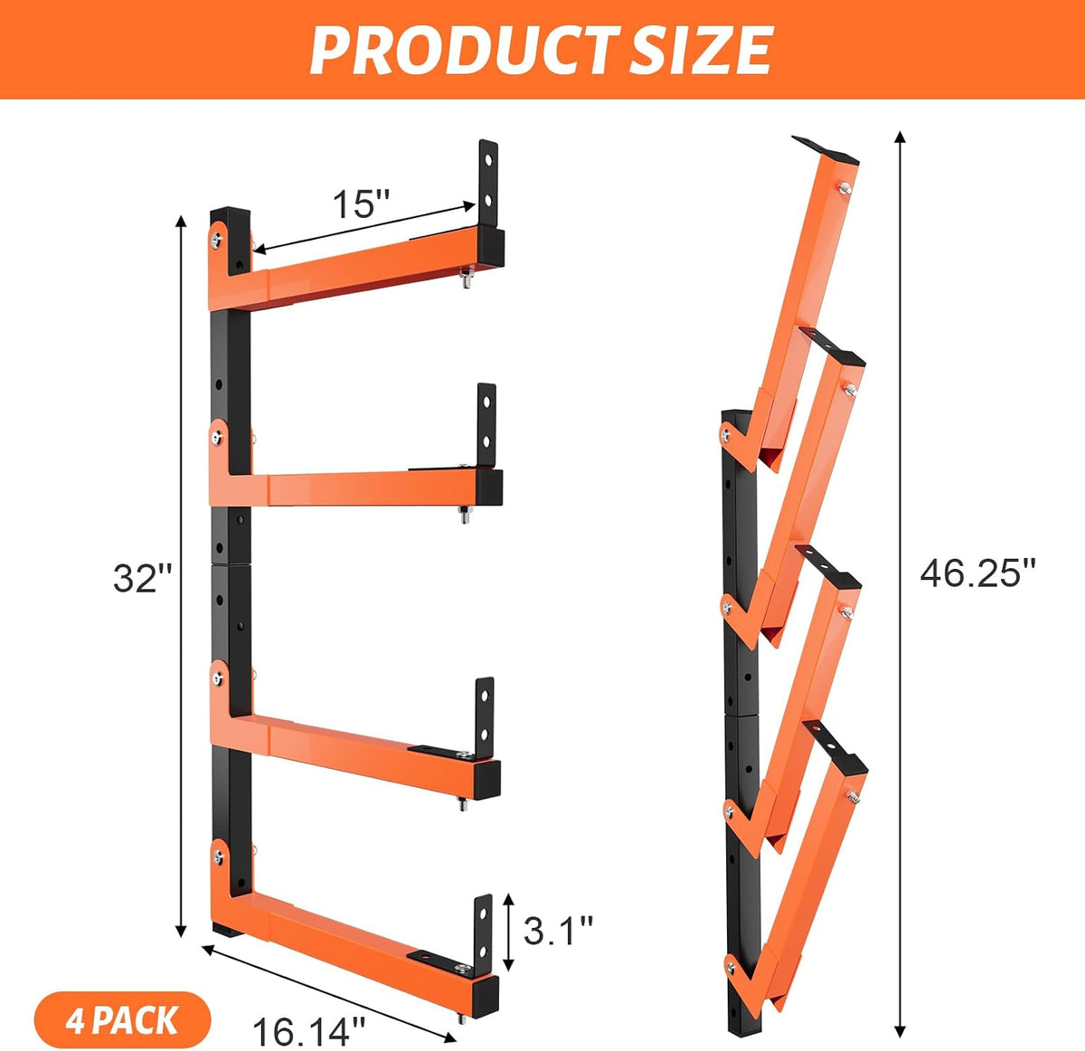 32" lumber storage rack, upgrade folding lumber rack shown in use
