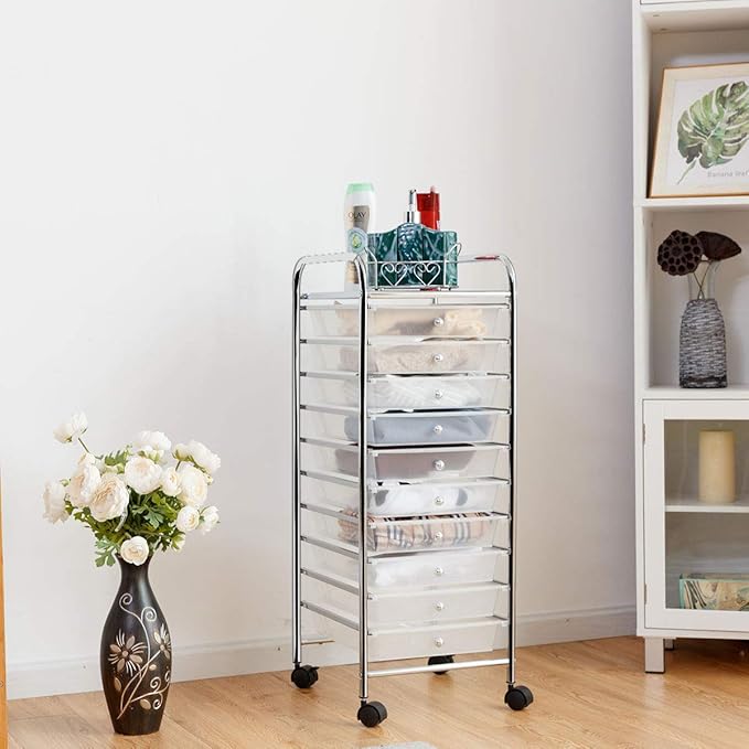 Giantex 10 Drawer Rolling Storage Cart Scrapbook Paper Office School Organizer - Image 4