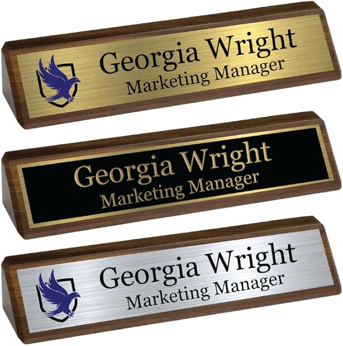 Custom Desk Wedge Name Plate by GemAwards