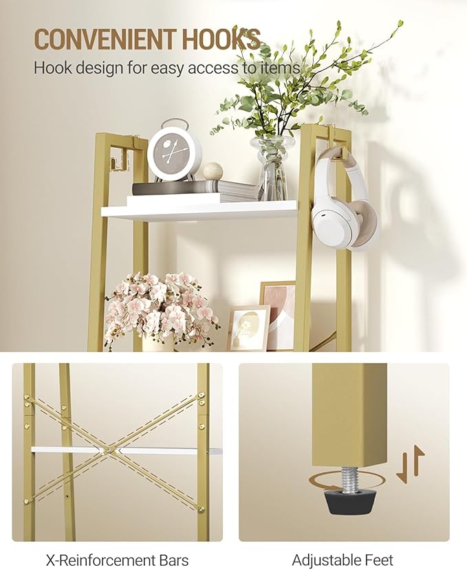 Hzuaneri Ladder Shelf, Bookshelf Bookcase, Freestanding Corner Storage Shelve - Image 4