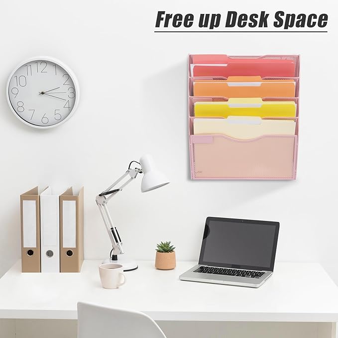 EASEPRES 5 Pocket Mesh Hanging Wall File Organizer, Wall Mounted Mail Paper - Image 5