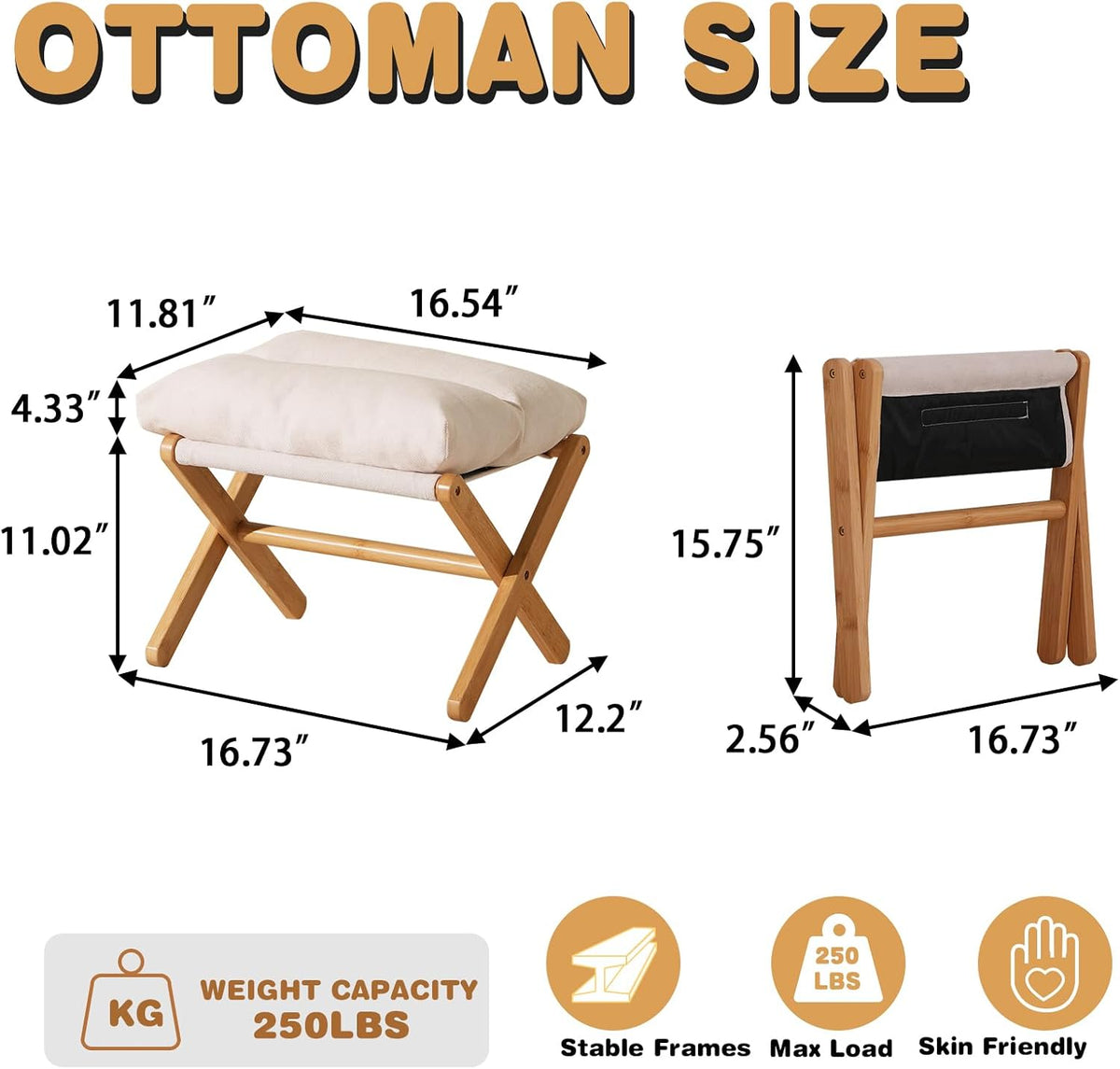 Baveke Foldable Ottoman Foot Rest for Chair, Small Foot Stools Ottoman for Ho...