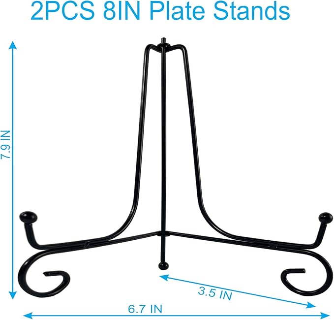 HENABLE 2PCS Premium Black Iron Plate Stands - Image 2