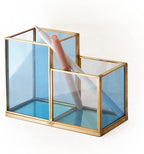 FONDAZZA Gold & Blue Glass Desk Organizer by FONDAZZA