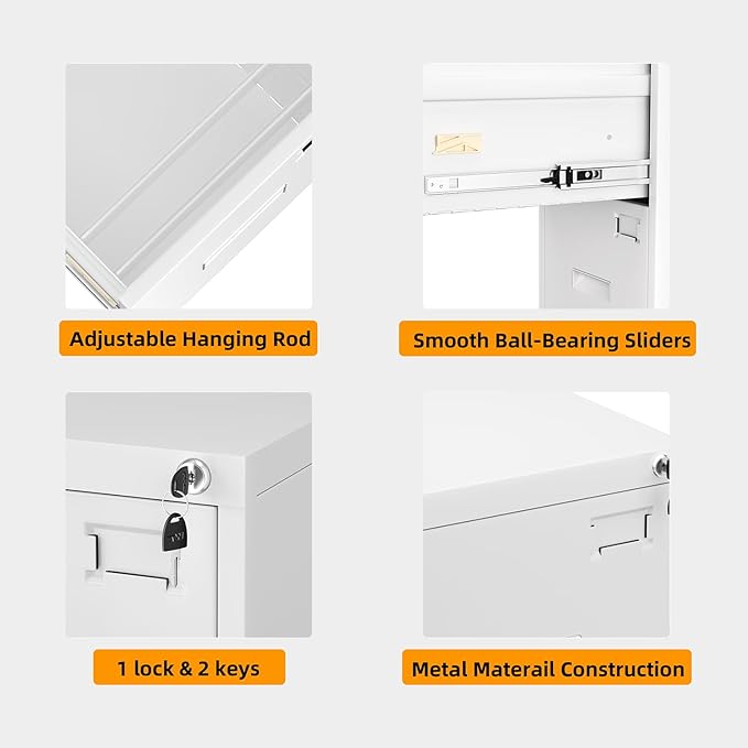 INTERGREAT 3 Drawer File Cabinet, Locking Tall File Cabinets - Image 5
